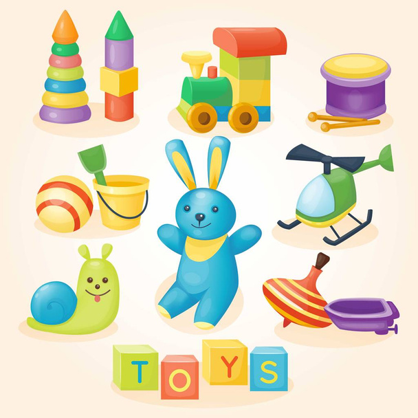 Set of toys for kids games - Vector, Image