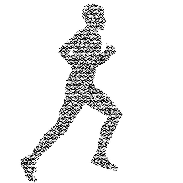 Zwarte silhouetten Runners sprint mannen op witte achtergrond - Vector, afbeelding