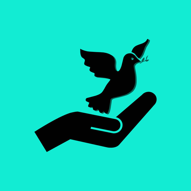 pigeon in hand icon - Vector, Image