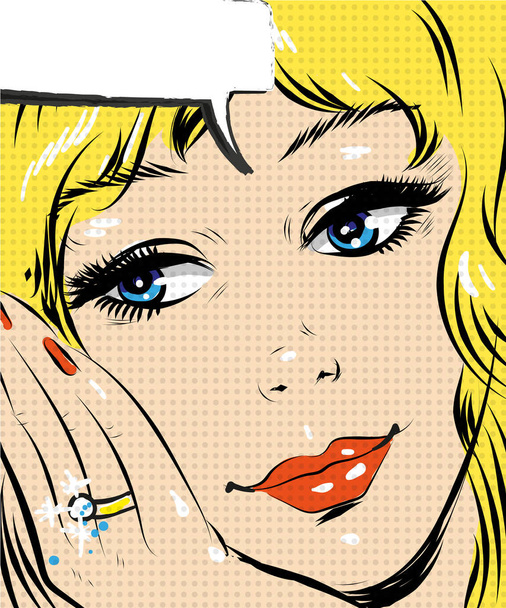 Beautiful blonde smiling Pop Art Woman comic style vector - Vektor, obrázek