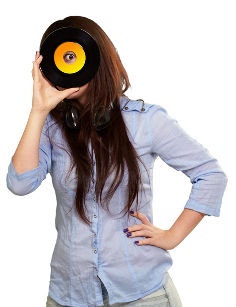 Young Girl Looking At Vinyl - Photo, Image
