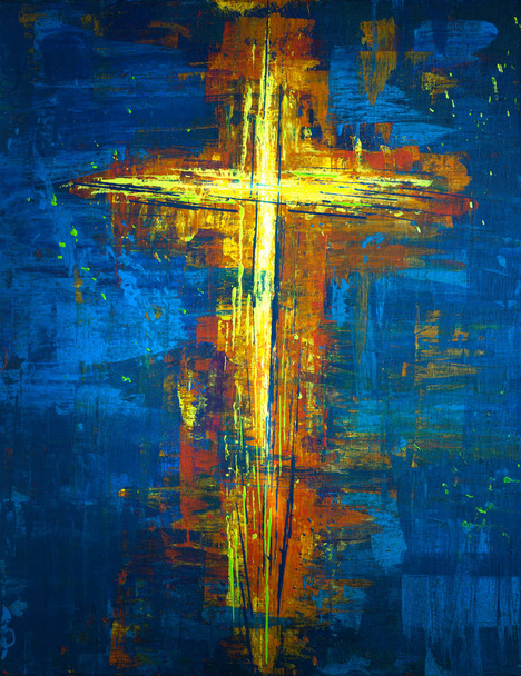 gelbes abstraktes Kreuz  - Foto, Bild