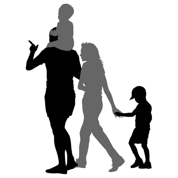 Silhouette einer glücklichen Familie auf weißem Hintergrund. Vektorillustration. - Vektor, Bild