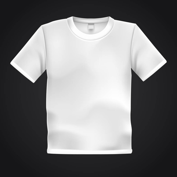 White T-shirt template isolated on black background. Blank t shirt for any print template. Clothing store concept. - Wektor, obraz