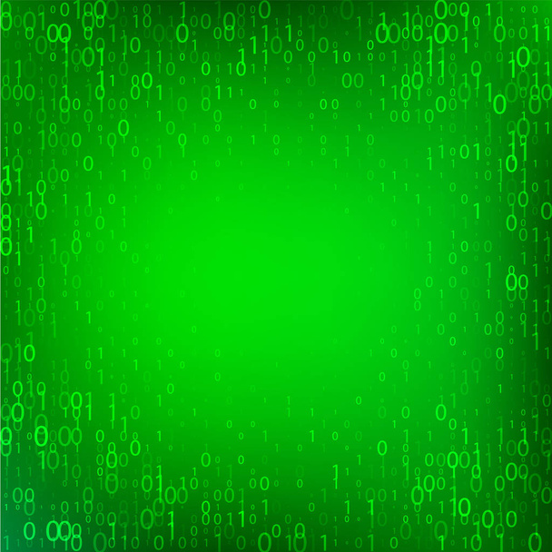 Isolated abstract green color binary code fall background, programming element backdrop vector illustration - Vector, Image