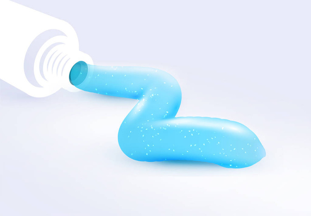 孤立した抽象的なブルー色ホワイトニング歯磨き粉チューブや塗料広告ベクトル図では、白い背景の上の歯衛生要素 - ベクター画像