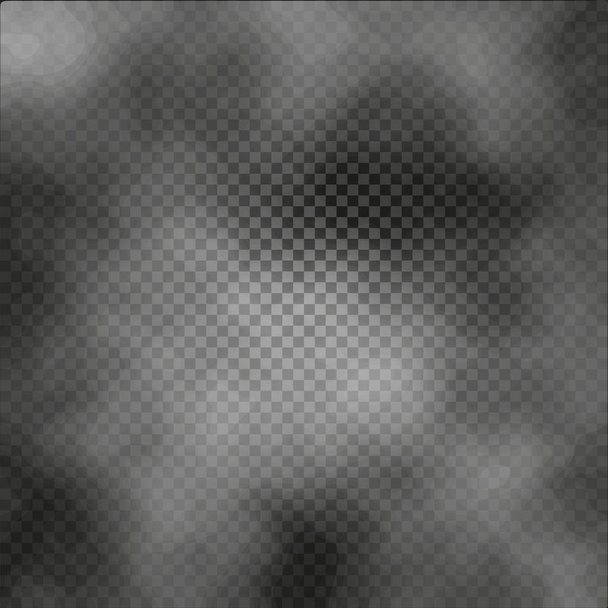 Ομίχλη ή καπνός απομονωμένες διαφανή ειδικά εφέ σε σκούρο φόντο καρώ ομιχλώδες σκηνικό διανυσματικά εικονογράφηση - Διάνυσμα, εικόνα
