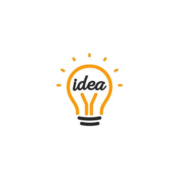 Logotipo de contorno de lâmpada de cor laranja abstrato isolado, logotipo de iluminação no fundo branco, ilustração de vetor de símbolo de ideia
 - Vetor, Imagem