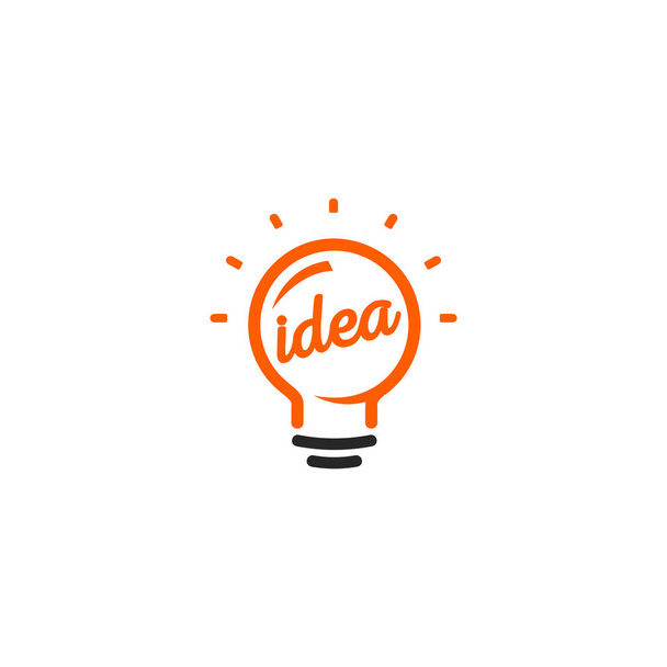 Isolated abstract orange color light bulb contour logotype, lighting logo on white background, idea symbol vector illustration - Vector, Image