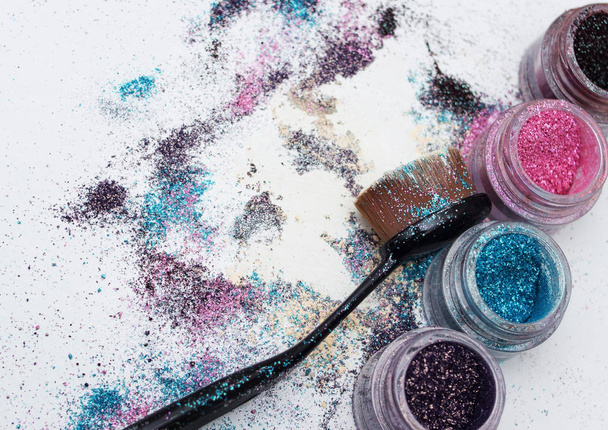 Beautiful pigments and makeup brush. - Photo, Image