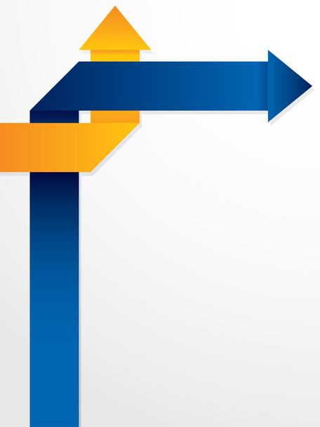 abstracte brochureontwerp met oranje en blauwe pijlen - Vector, afbeelding