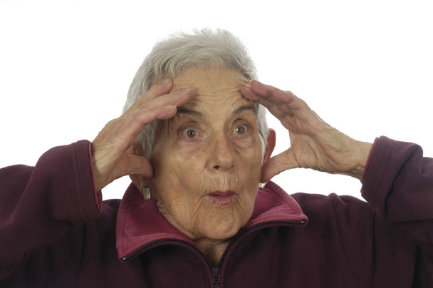 Senior kobieta z wyrażenie, niespodzianka - Zdjęcie, obraz