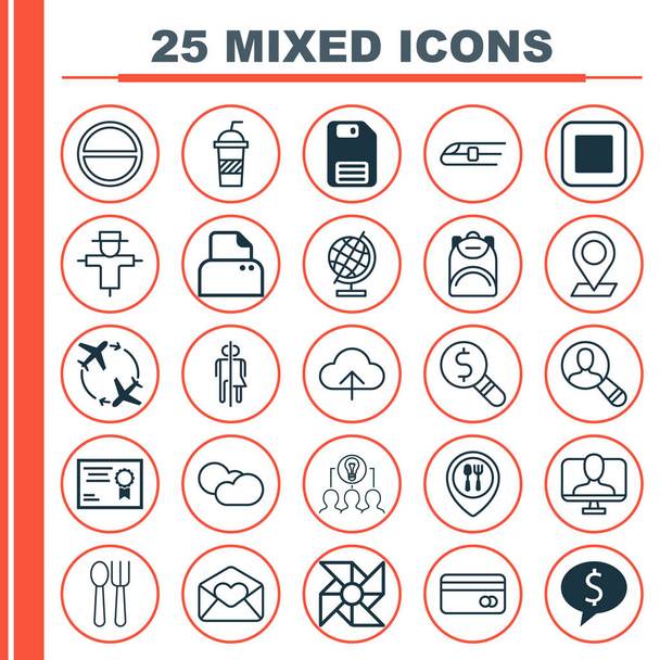 Set Of 25 Universal Editable Icons. Can Be Used For Web, Mobile And App Design. Includes Elements Such As Business Inspection, Laptop Ventilator, Collaborative Solution And More. - Vector, Image