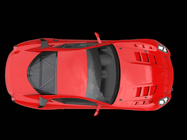 Rich red urban sports car - top view - Photo, Image