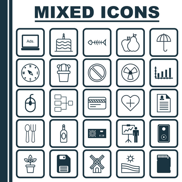 Set Of 25 Universal Editable Icons. Can Be Used For Web, Mobile And App Design. Includes Elements Such As Memory Card, Locate, Dynamics And More. - Vector, Image