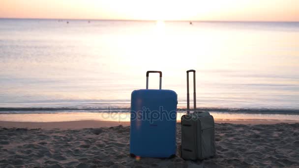 Két bőrönd a strandon - Felvétel, videó