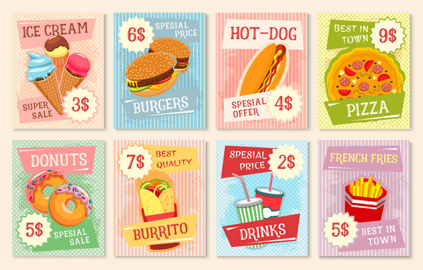Modelo de cartaz de menu de almoço fast food
 - Vetor, Imagem