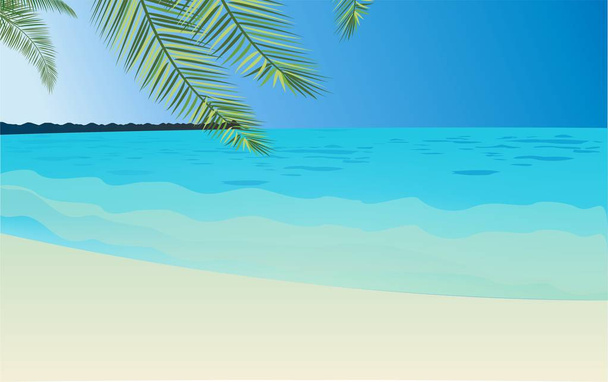 Tropische landschap met zee strand - Vector, afbeelding