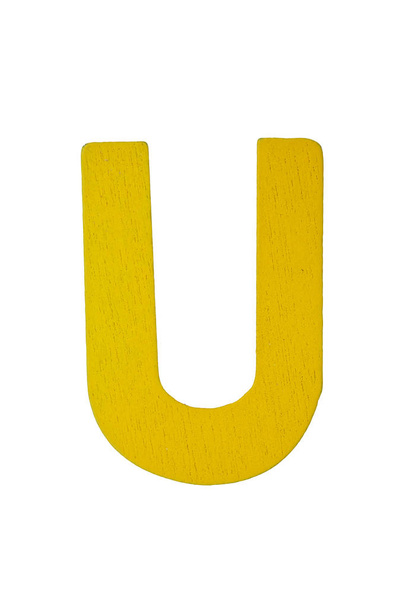 Yellow wooden text U - Photo, Image