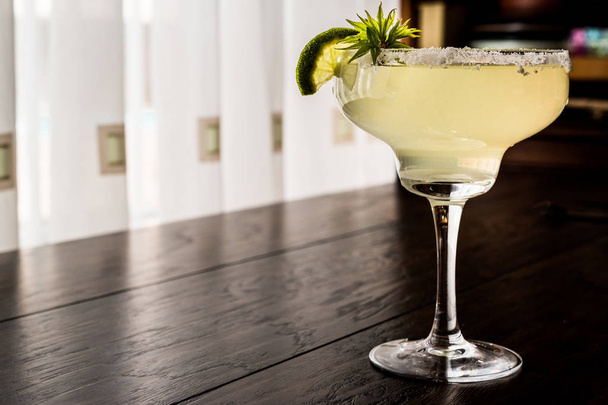 Classic Margarita Cocktail with lime and salt. - Fotoğraf, Görsel
