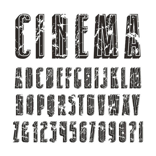 Decoratieve schreefloos lettertype met ingang van volume - Vector, afbeelding