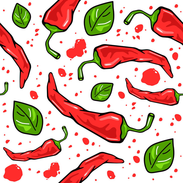 Hot pepper seamless pattern - Vector, Image