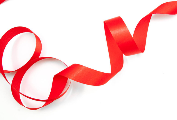 red ribbon serpentine isolated - Foto, Imagem