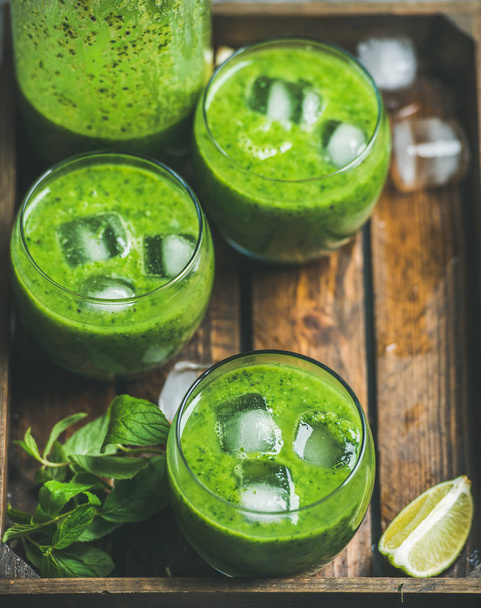 Fresh green smoothie  in glasses - Fotó, kép