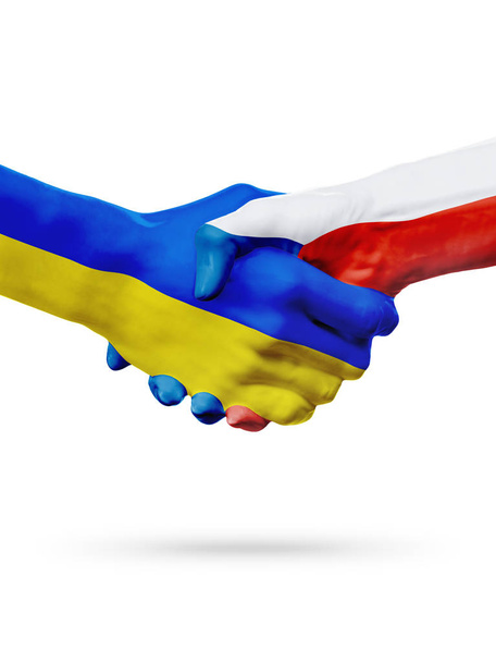 Flags Ukraine, Czech Republic countries, partnership friendship handshake concept. 3D illustration - Fotografie, Obrázek