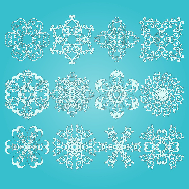 12 Vector Snowflakes - Vector, Image