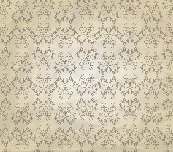 Vector Vintage Seamless Pattern on Crumpled Paper Texture - Vector, Image