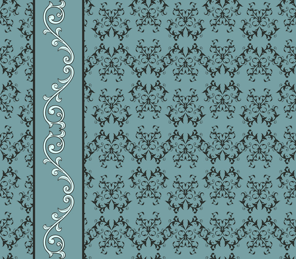 Vector Vintage Seamless Pattern with Floral Seamless Border - Vecteur, image