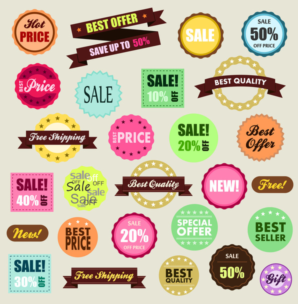 Tags of promotion and discount - Vector, Image