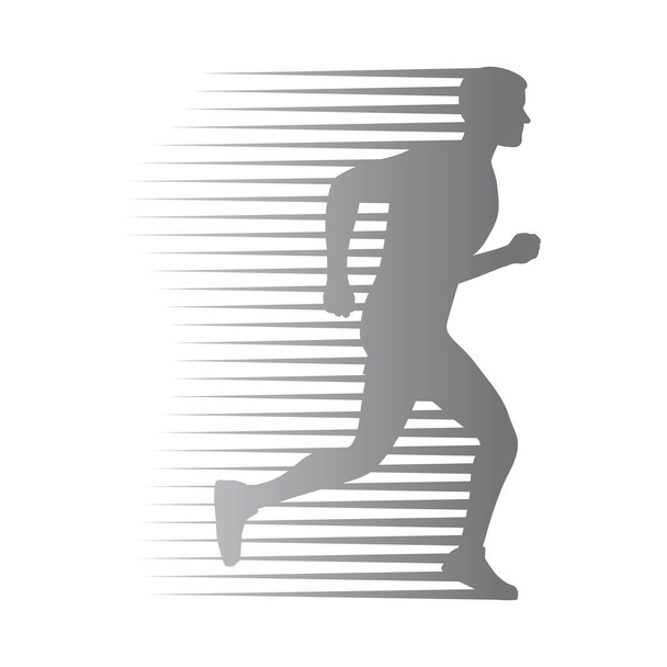 Silhouette of Isolated Man Run with Moving Lines - Vector, Image