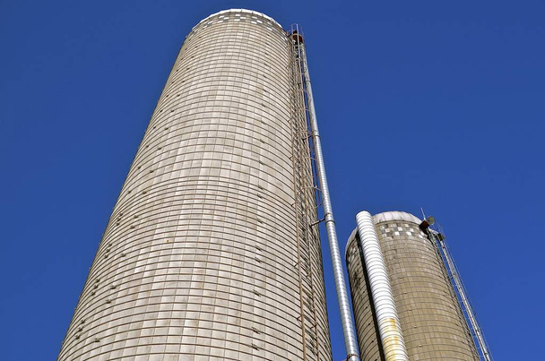 Wysokich silosach wykonanych z klepki - Zdjęcie, obraz