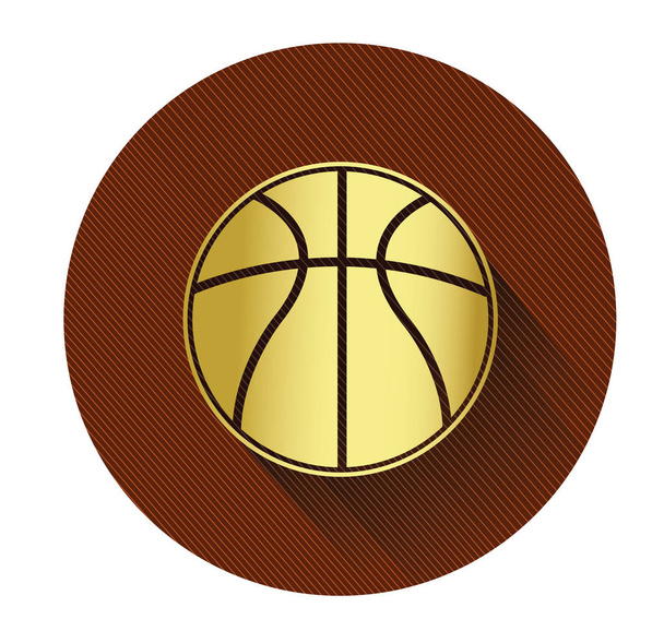 Arany kosár labda ikon-val hosszú árnyék hatás - Vektor, kép