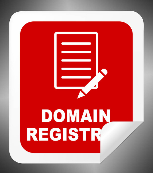Rejestracja domeny wskazuje znak 3d ilustracja - Zdjęcie, obraz