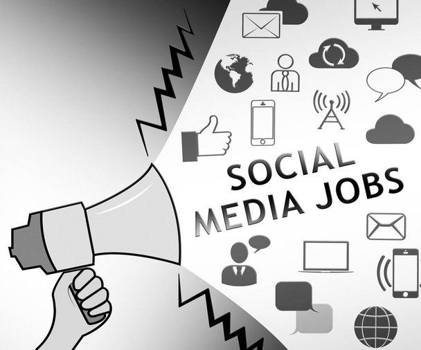 Κοινωνική Media θέσεις εργασίας αντιπροσωπεύουν Online θέσεις εργασίας 3d απεικόνιση - Φωτογραφία, εικόνα