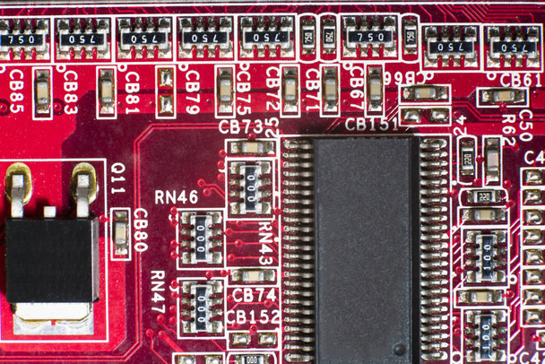 Close-up de Circuitos Eletrônicos em Tecnologia no Mainboard (placa principal, placa-mãe cpu, placa lógica, placa de sistema ou mobo
) - Foto, Imagem