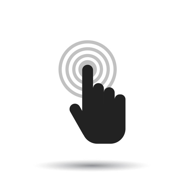 Click here icon. Hand cursor signs. Black button flat vector illustration. - Vector, Image