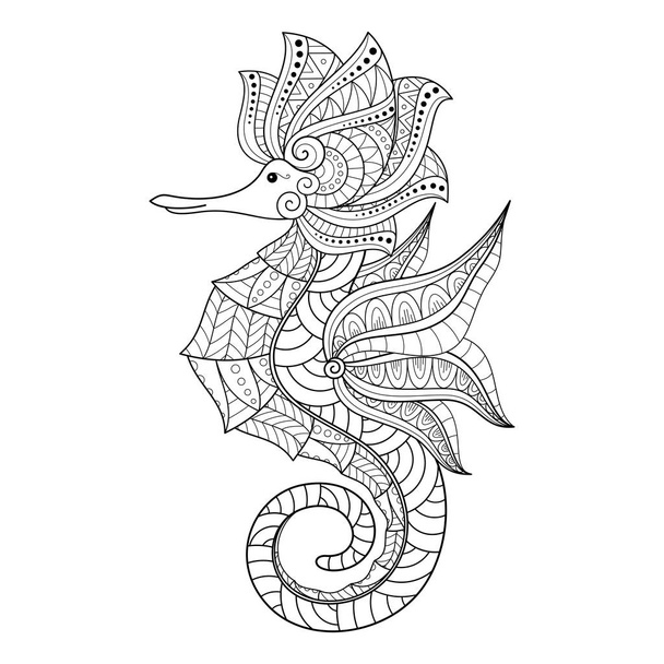 Vector tribal decorativo monocromo caballito de mar
 - Vector, Imagen