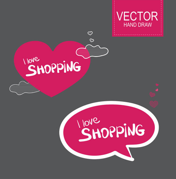 Vector Stiker set . I love shopping - Vector, Image