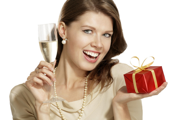young woman with a gift - Foto, Imagen