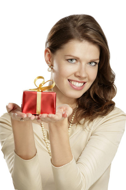 young woman with a gift - Foto, Bild