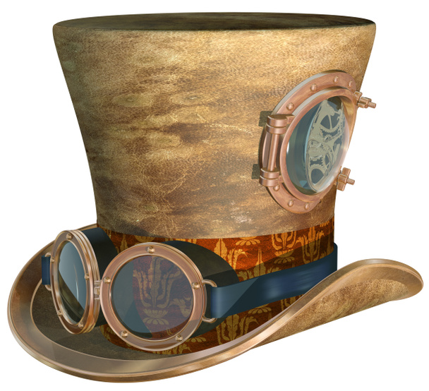 Steampunk hoed en bril - Foto, afbeelding