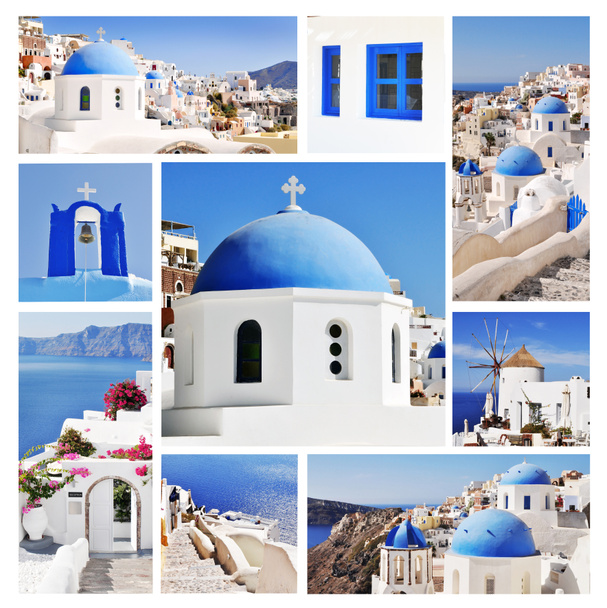 Collage de Santorin (Grèce) images - arrière-plan de voyage
 - Photo, image
