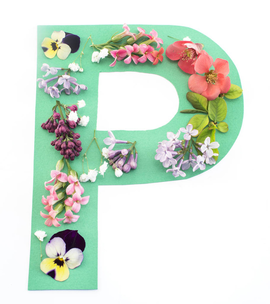 Bahar çiçekleri, kağıt P harfi - Fotoğraf, Görsel