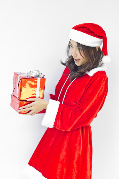 Santa claus kalap szürke karácsonyi ajándék doboz - Fotó, kép