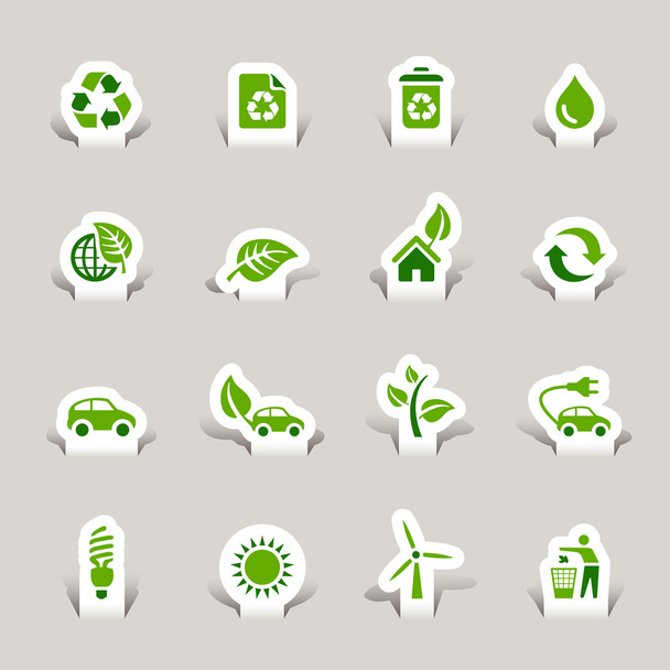 Papierschnitt - ökologische Symbole - Vektor, Bild