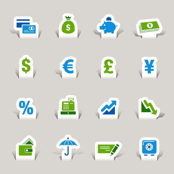 Papercut - Finance icons - Vector, Image